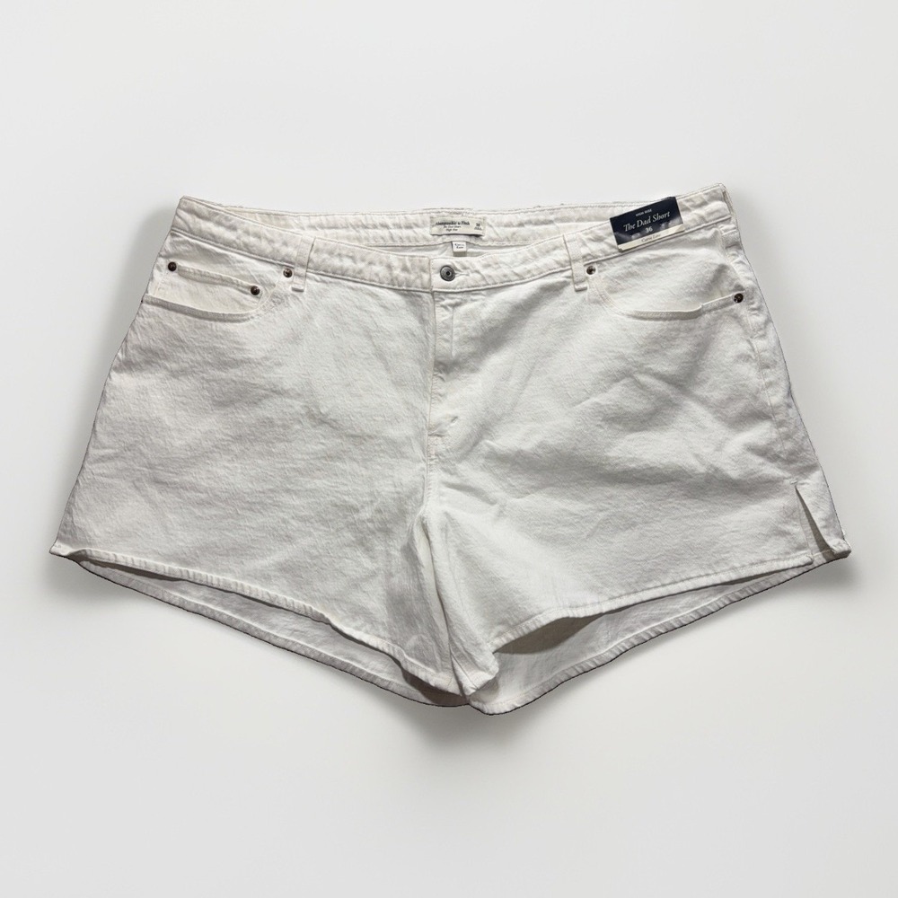 Abercrombie Fitch Shorts Womens 36 White Denim The Dad Jort Curve Love High Rise